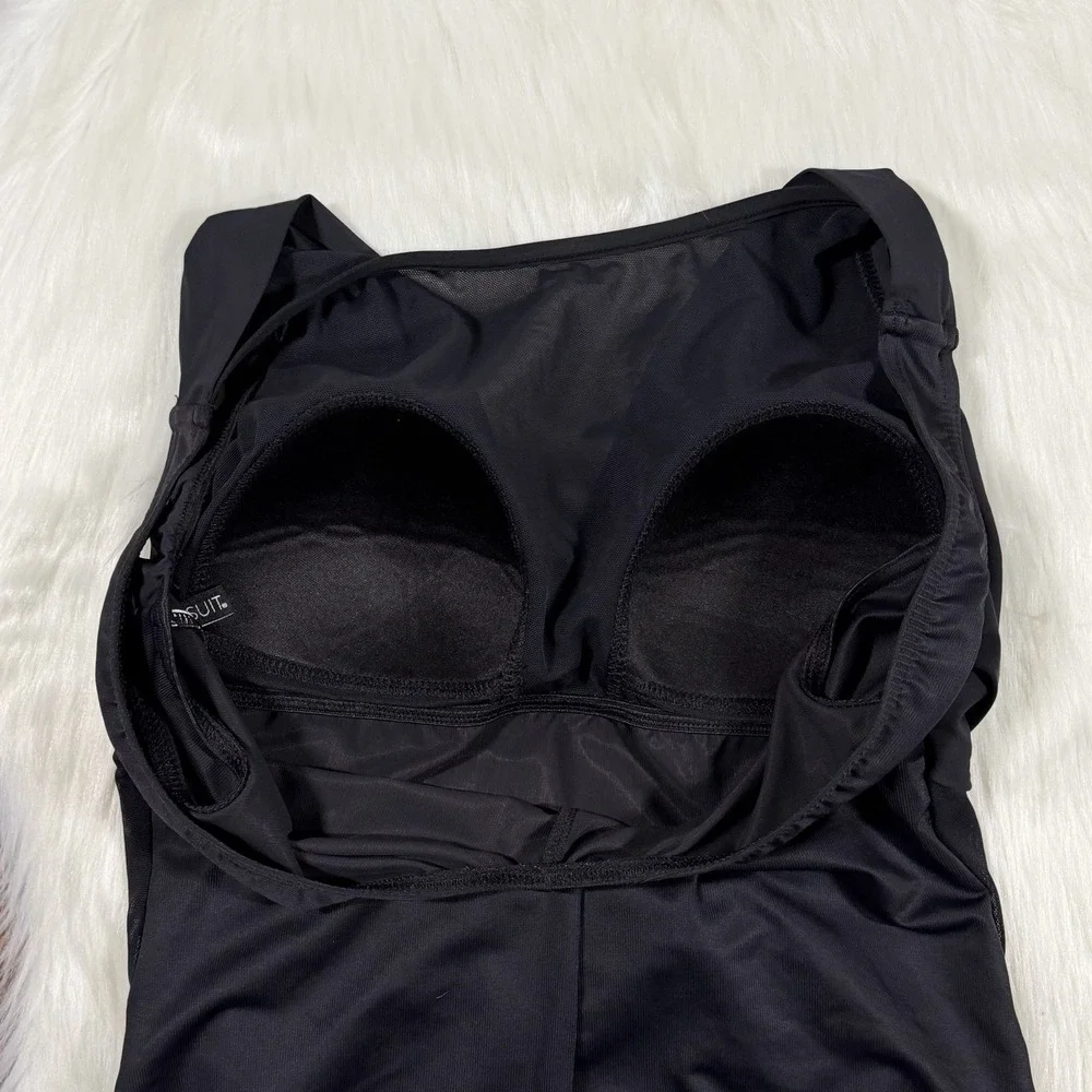 Miraclesuit Women's Size 12 / 14 ?‎ Black Palma Deep V One Piece Swimsuit